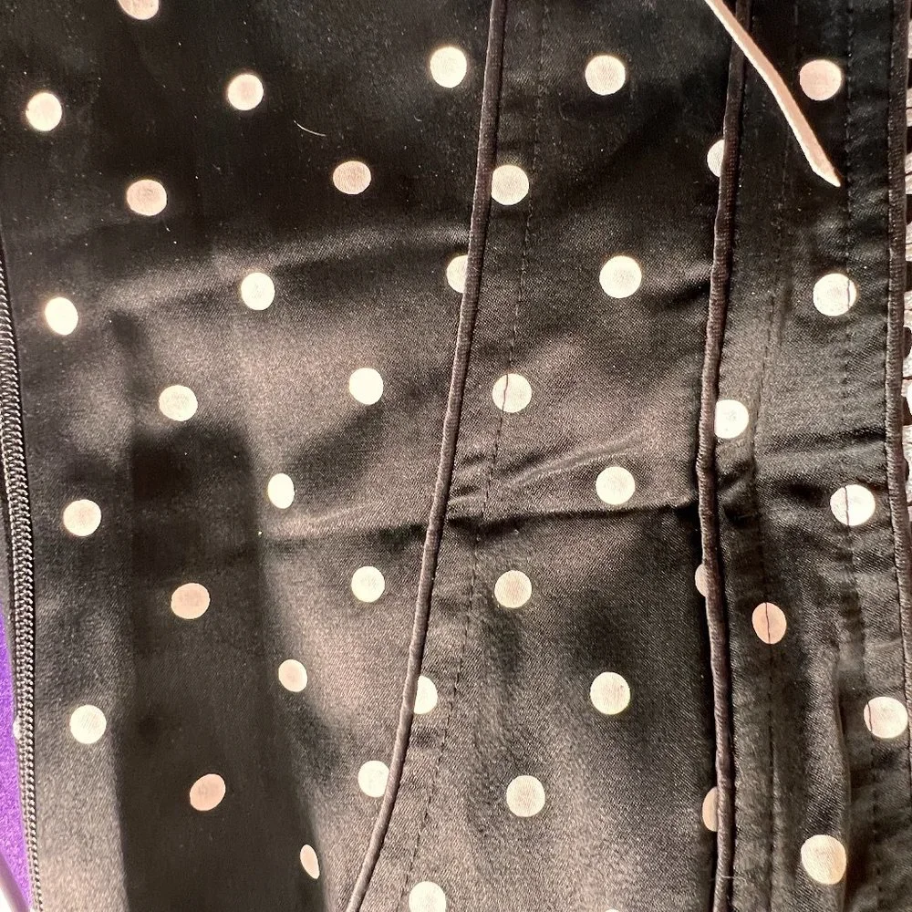 πSixthsense Sexy Corsage Top Black with White Polka Dots & Zipper on the Side - Picture 10 of 15